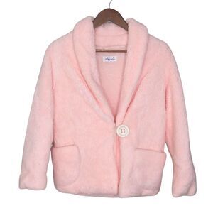 Vintage Amy Lee Baby Pink Faux Fur Sherpa Jacket Sz Small Soft Girl